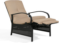 Outdoor Reclining Lounge Chair, Adjustable with Comfortable Cushion