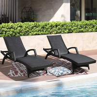 Outdoor Wicker Chaise Lounge with Aluminum Frame, Set of 2