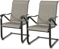 Outdoor Spring Motion Dining Bistro Chairs with Textilene Steel Frame Set of 2