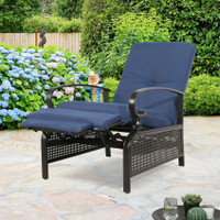 Outdoor Recliner, Adjustable with Olefin Cushion, Navy Blue