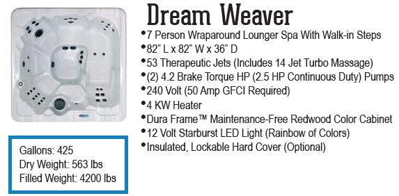 Dream Weaver hot tub QCA Spas