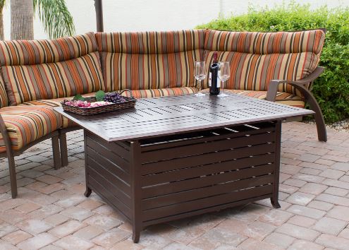 outdoor fire pit table rectangular slatted