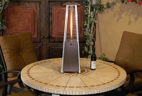 Table top heater outdoors bronze