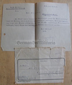 wd013 - posthumous promotion to Unteroffizier - kia in 1944 - letter