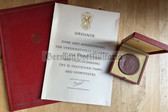 ag001 - c1963 DTSB sports festival in Leipzig Meissen porcelain presentation medal with certificate and folder