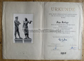 od020 - c1959 dated NAW Nationales Aufbauwerk award certificate for the honour badge for hrs worked