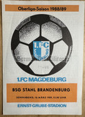 oz007 - c1989 FC Magdeburg vs BSG Stahl Brandenburg - DDR Oberliga Football match stadium programme