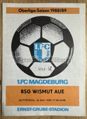 oz014 - c1989 FC Magdeburg vs BSG Wismut Aue - DDR Oberliga Football match stadium programme