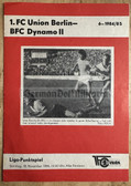 oz016 - c1984 FC Union Berlin vs BFC Dynamo Berlin II  - DDR Landesliga Football match stadium programme