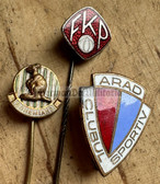 om115 - lot of three enamel football/sports club pin - Germany, Romania & Czechoslovakia
