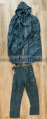 wo273 - Volkspolizei VP VoPo police - green rubberized bad weather suit - trousers & coat - large size