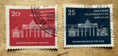 od152 - c1958 Brandenburg Gate in Berlin - postage stamp set - with period cancellations