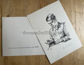 od030 - c1970 New Year's Greeting with NVA soldier - hand signed print by Arno Fleischer