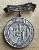 aa025 - early 1950s NAW Nationales Aufbauwerk Frankfurt/Oder enamel medal in silver - very scarce