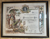 aa217 - c1916 large framed certificate with inked signature Generalmajor Maximilian von Heyl - Hessen Darmstadt