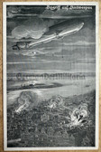 aa317- WW1 German propaganda postcard - Zeppelin Airship bombing Antwerp Belgium