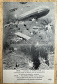 aa323- British WW1 anti-German propaganda postcard - Zeppelin Airship attacked by British Pilots over Cuxhaven