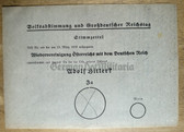 aa510 - original 1938 German Reichstag election & Austria Annexation referendum voting slip