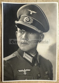 aa442 - Wehrmacht Heer young Leutnant with medal ribbon (I think it is the Westwall medal) studio portrait photo