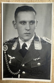 aa444 - Luftwaffe Feldwebel with 2 place ribbon bar & shooting lanyard studio portrait photo - c1940 dated