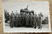 aa538 - Wehrmacht Heer unit photo with Stahlhelm helmets & tank Panzer