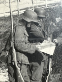 aa628 - Wehrmacht Heer soldiers with Stahlhelm + stick hand grenade + K98 rifle