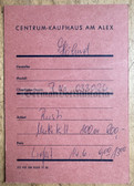 aa956 - East Berlin major store Centrum Kaufhaus am Alex receipt type card