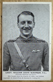 ab005- British WW1 postcard - RFC flying ace William Leefe Robinson VC, who shot down 1st German Zeppelin Airship at Cuffley in September 1916