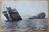 ab032 - British WW1 anti-German propaganda postcard - Zeppelin Airship L248 shot down sinking in the Thames