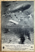 ab038 - British WW1 anti-German propaganda postcard - Zeppelin Airship attacked by British Pilots over Cuxhaven