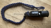 ab120 - 9 - Volkspolizei East German TraPo Transport Police and Feuerwehr Fire Service whistle with blue lanyard - worn on uniforms
