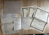 ab250 - allied bombing in Berlin - bombed out household insurance certs and inventory list of items list in the boming