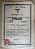 ab237 - very scarce Musterrolle for the German ship Eversand - muster list - 1938 to 1945