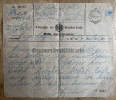 ab236 - telegram from Denmark to Berlin - sent by a relative of Norwegian poet Henrik Ipsen