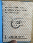 ab375 - c1986 DSF Deutsch-Sowjetische Freundschaft member book with due stamps - East German Soviet Friendship society - issued to a woman from Frankfurt/Oder