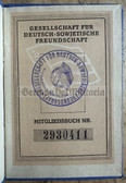 ab376 - c1957 DSF Deutsch-Sowjetische Freundschaft member book with due stamps - East German Soviet Friendship society - issued to a woman from Altenhof