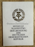ab302 - c1979 certificate for the DDR 30th anniversary medal
