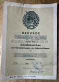 ab157 - c1970 dated Kampfgruppen shooting badge award certificate - small size