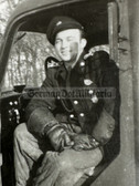 ab168 - early 1950s VP VoPo Volkspolizei black uniform police in lorry cab