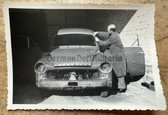 ab167 - c1970 dated photo VP Volkspolizei police officer preparing a Wartburg 311 for conversion to a police duty car