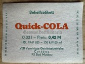 ab400 - original DDR drinks label - Cola - Quick-Cola from Bad Muskau Weißwasser