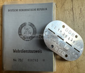ab534 - NVA WDA Wehrdienstausweis document with dog tag - c1974 Berlin - KVP service in 1954