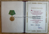 ab556 - c1957 VP VoPo female Oberleutnant long service medal silver award document