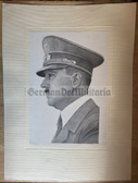 ab584 - original c1940s artist print - portrait of Adolf Hitler - large size - signed