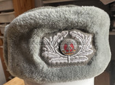 wo354 - c1965 dated NVA Army, Grenztruppen & Stasi FEMALE career soldier/Officer Winter Fur Cap Ushanka with embroidered cap badge - size 53