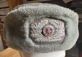 wo351 - c1965 dated NVA Army, Grenztruppen & Stasi FEMALE career soldier/Officer Winter Fur Cap Ushanka with embroidered cap badge - size 54