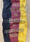 gw027 - c1960s/70s large East German pennant for wreaths - GLORY AND HONOUR TO THE HEROS OF THE VIETNAMESE PEOPLES