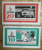 od106 - 100th anniversary of the Red Cross with Barkas from 1963 - East German postage stamps set