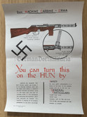 po018 - British WW2 Home Guard German weapons training poster - 9mm machine Carbine Erma