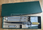 wo552 - original East German NVA, Grenztruppen & Stasi MfS officer dagger in box with hanger & loop & warranty cert - matching numbers